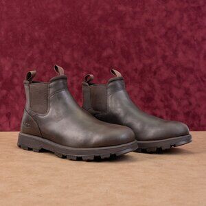 UGG Men Hillmont Dark Brown Leather Slip-on vibram Soles Chelsea Boots sz 10